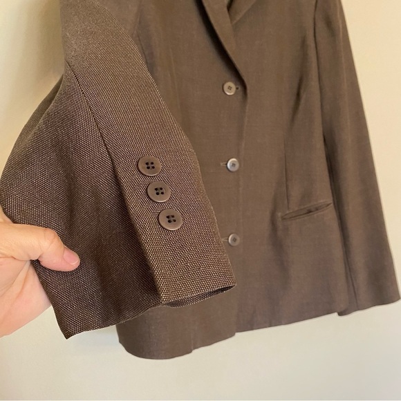 Donna Karan Brown Linen Skirt Suit Set Size 8 - Picture 10 of 16